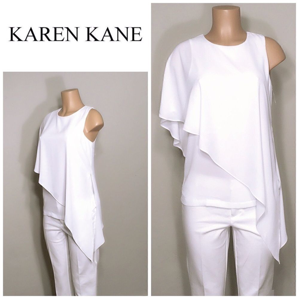Karen Kane asymmetrical white blouse. NWOT